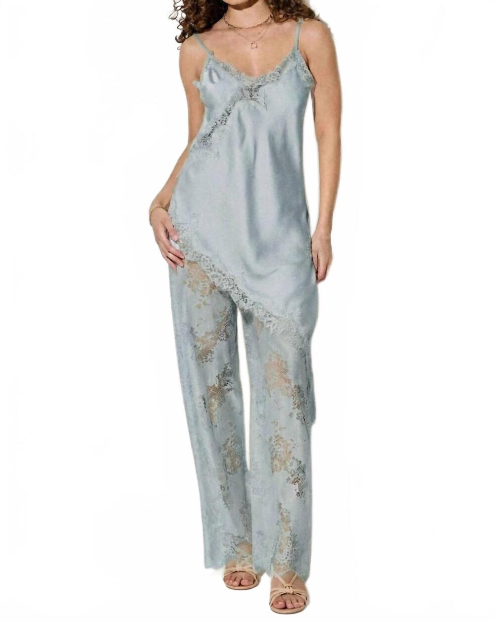 NEW SILVER ROSE chic cami and lace pant set in blue